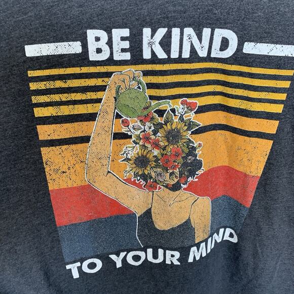"Be Kind to your Mind" T-Shirt Women V-Neck Mental Health Inspirational Gray 2XL - Picture 3 of 10